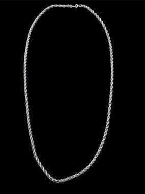 925 Sterling Silver Rhodium Plated Hollow 3.8mm Rope Chain 26" Necklace